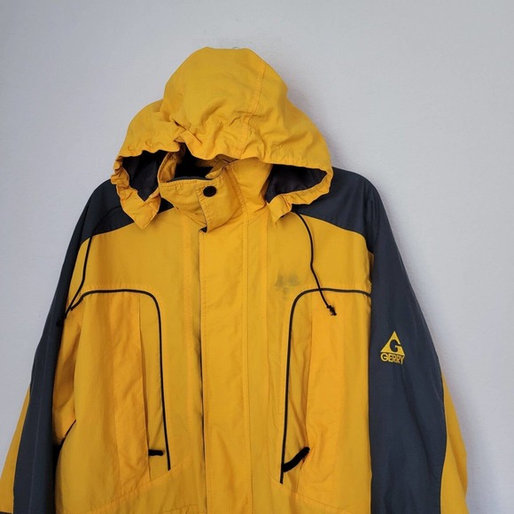 Gerry Mens Yellow & Grey Ski Coat Jacket Hooded Size M - Picture 2 of 9